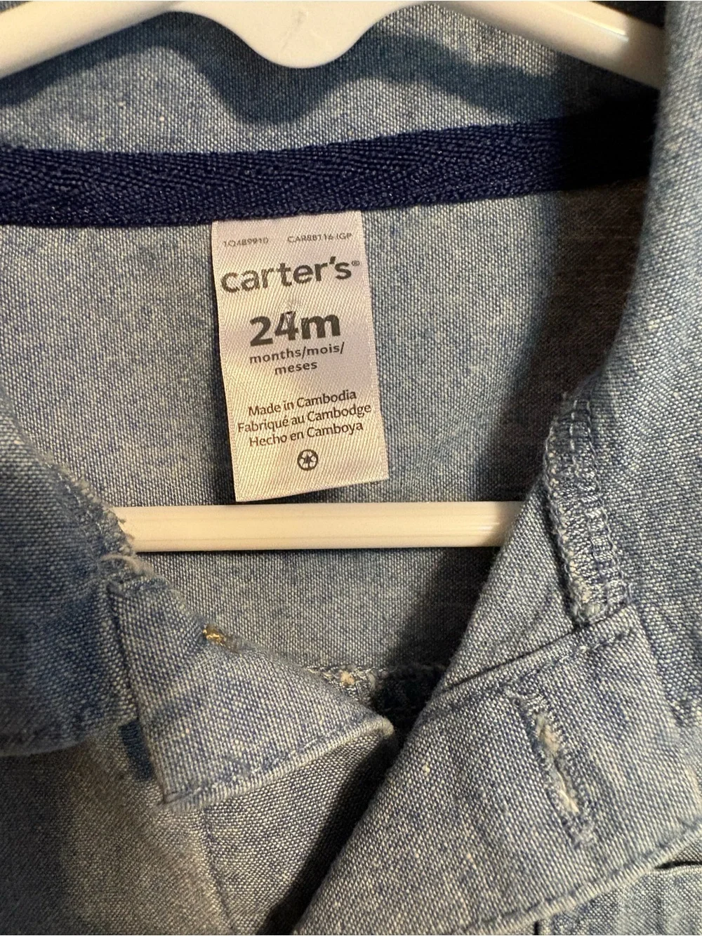 Carter's Light Blue Denim Short Sleeve Romper
